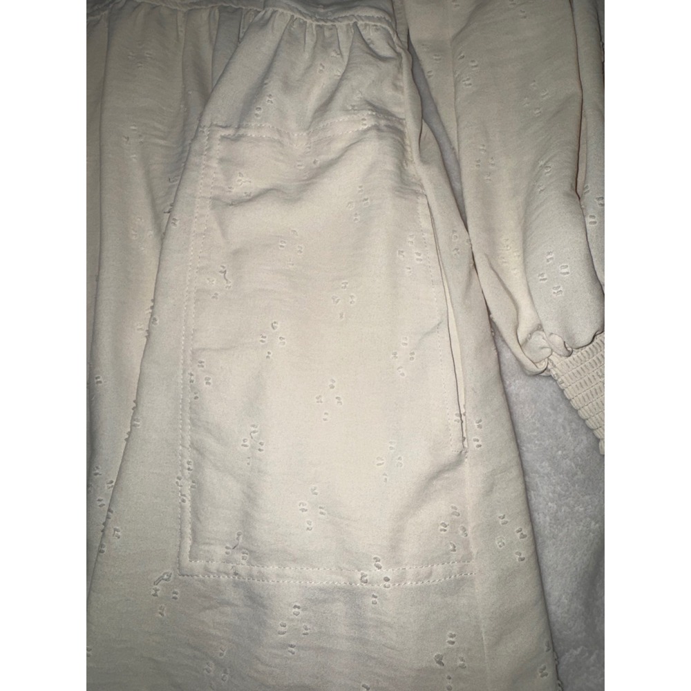 Blu Pepper Basic Love Dress Cream Swiss Dot Puff Sleeve Babydoll Mini Medium NEW - Picture 10 of 12